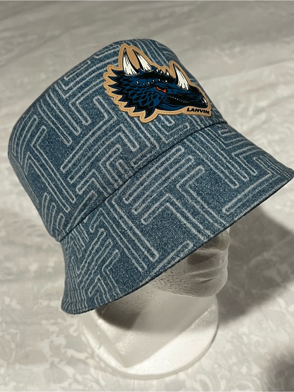Lanvin Blue Bucket Hat - Men's Stylish Summer Hat - Dinosaur